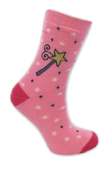 Kız Çocuk Havlu Çorap Sihirli Değnek Desenli 5-6 Yaş Vkr - 2