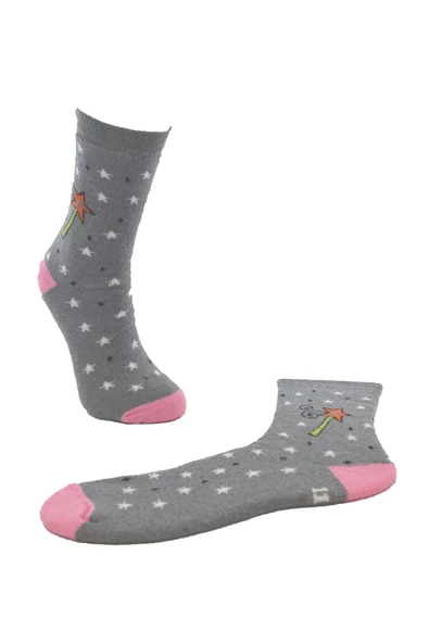 Kız Çocuk Havlu Çorap Sihirli Değnek Desenli 5-6 Yaş Vkr - 10