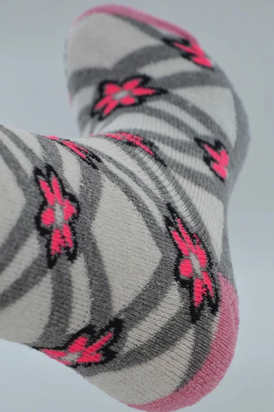 Kız Çocuk Havlu Çorap Çiçek Desenli 9-10 Yaş Vkr - 9