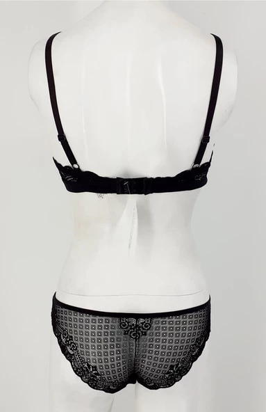 Kadife Bralet Sütyen Takım Dantelli Desteksiz Balensiz Koza 80153 - 6