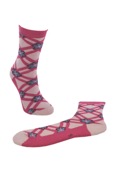 Kız Çocuk Havlu Çorap Çiçek Desenli 9-10 Yaş Vkr - 10