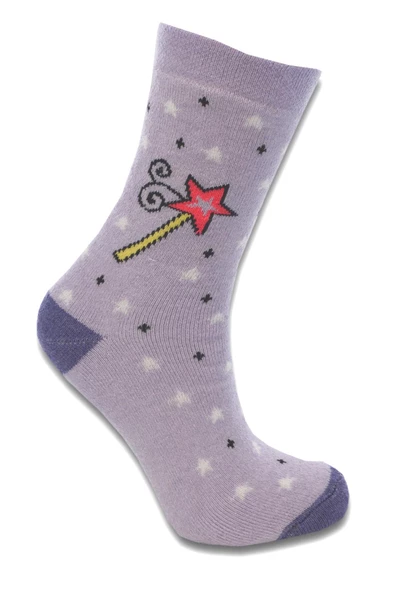 Kız Çocuk Havlu Çorap Sihirli Değnek Desenli 5-6 Yaş Vkr - 6