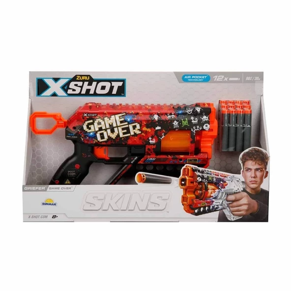 36561 X-Shot Skins Griefer 12 Mermili Sünger Dart Atan Silah 32 cm - 6