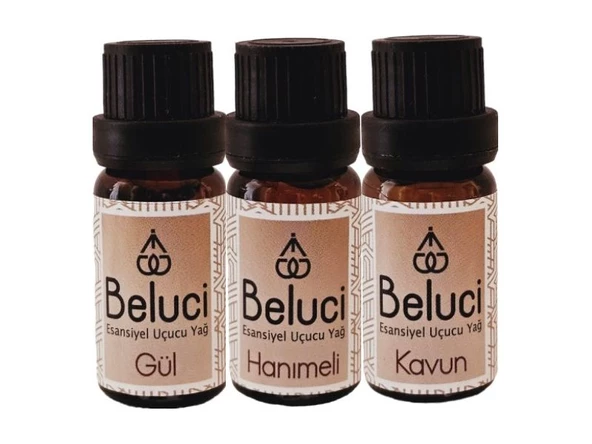 Gül + Hanımeli + Kavun (Oda Kokusu Aroma Terapi Buhurdanlık/Difüzör Yağı) Set 3 Adet x 10 ml