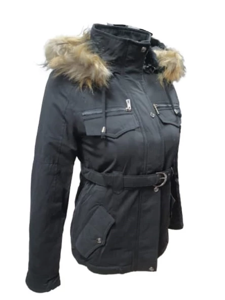 Tmberline Tb3435 Kadın Gabardin Kapüşonu Kürklü Kısa Boy Mont - 2