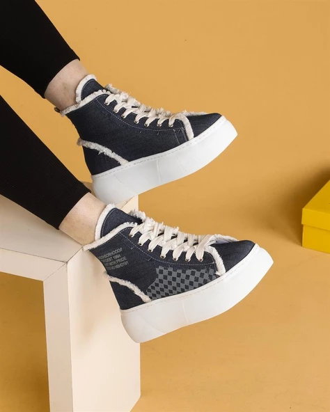 Lisa Keten Mavi Renkli Günlük Kadın Bot - 2