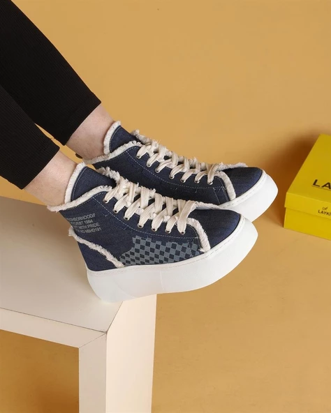 Lisa Keten Mavi Renkli Günlük Kadın Bot - 3