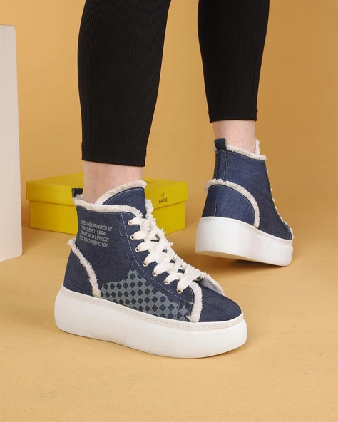 Lisa Keten Mavi Renkli Günlük Kadın Bot - 5