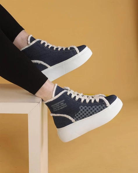 Lisa Keten Mavi Renkli Günlük Kadın Bot - 4