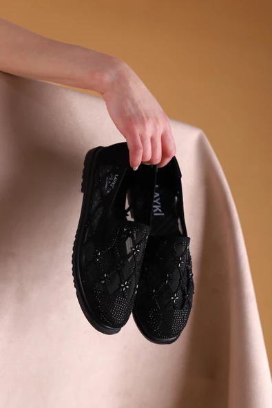 Francis Siyah Renkli Taş Detaylı Kadın Günlük Klasik Ayakkabı - 6