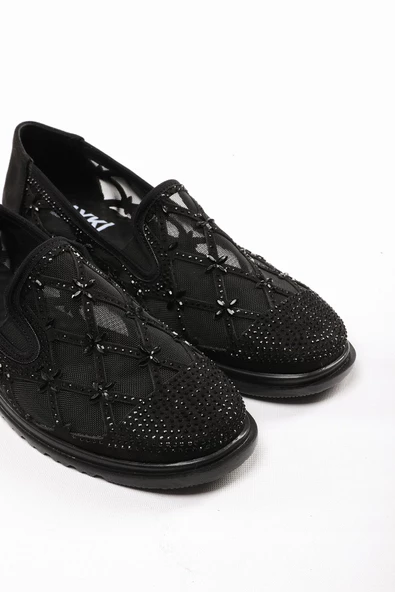 Francis Siyah Renkli Taş Detaylı Kadın Günlük Klasik Ayakkabı - 5