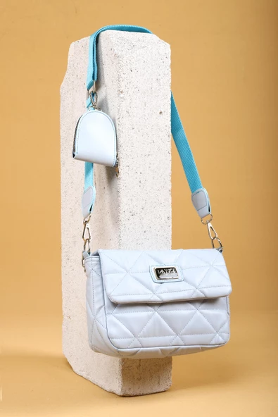 Valenti Açık Mavi Renkli Zincirli Askılı Kadın Deri Bozuk Para Cüzdanlı Askılı Çanta - Resim 2