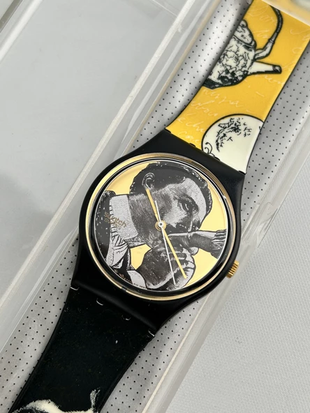 Swatch Baiser D'Antan 35mm Silikon Kordon 1992 Vintage Kol Saati (S-001) - Resim 5