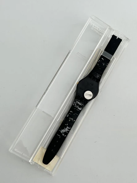 Swatch Baiser D'Antan 35mm Silikon Kordon 1992 Vintage Kol Saati (S-001) - Resim 9