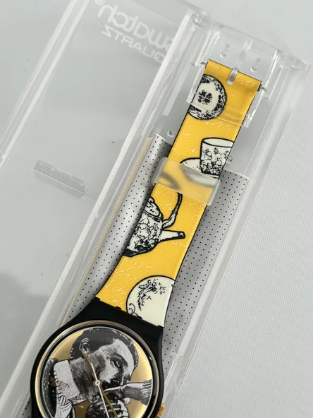 Swatch Baiser D'Antan 35mm Silikon Kordon 1992 Vintage Kol Saati (S-001) - Resim 6