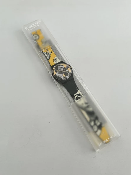 Swatch Baiser D'Antan 35mm Silikon Kordon 1992 Vintage Kol Saati (S-001) - Resim 2