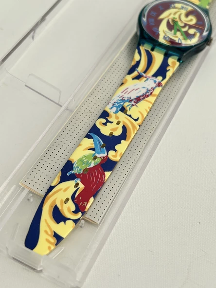 Swatch Perroquet 35mm Silikon Kordon 1992 Vintage Kol Saati (S-009) - Resim 7