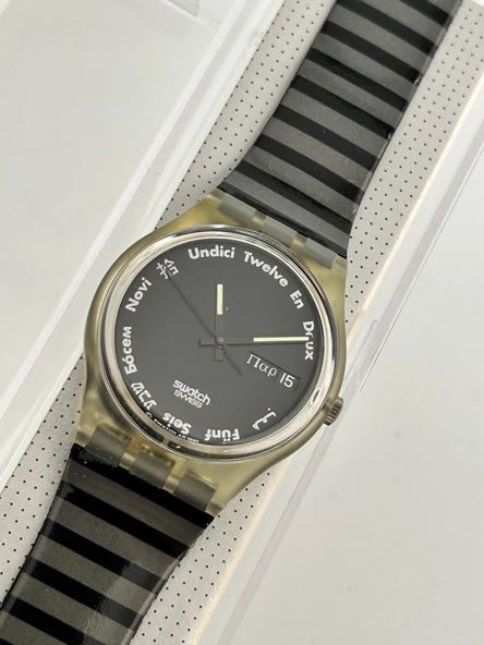 Swatch Gutenberg 35mm Silikon Kordon 1992 Vintage Kol Saati (S-010) - Resim 4
