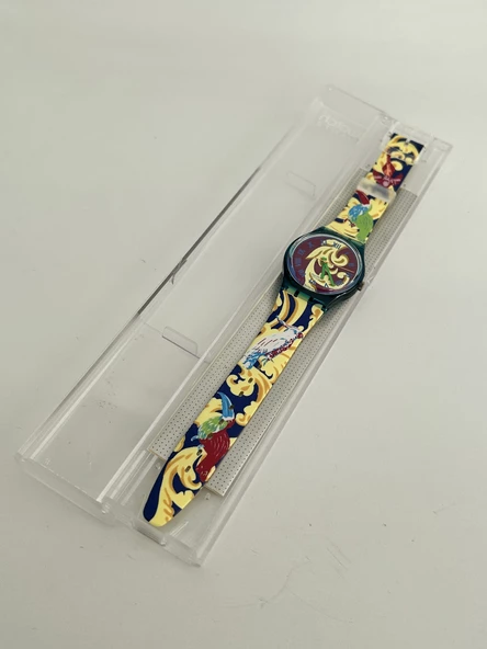 Swatch Perroquet 35mm Silikon Kordon 1992 Vintage Kol Saati (S-009) - Resim 4