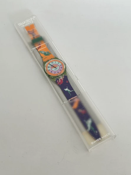 Swatch Curling 35mm Silikon Kordon 1992 Vintage Kol Saati (S-011) - Resim 2