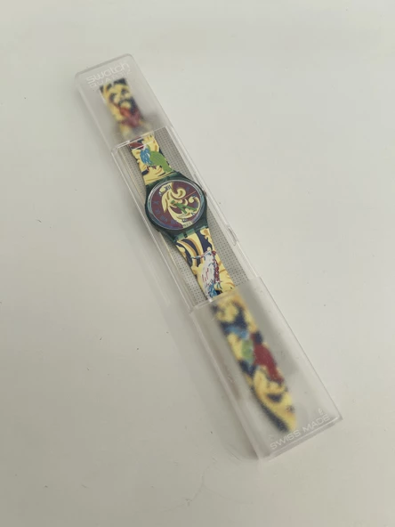Swatch Perroquet 35mm Silikon Kordon 1992 Vintage Kol Saati (S-009) - Resim 2