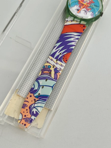 Swatch Yuri 35mm Silikon Kordon 1992 Vintage Kol Saati (S-004) - Resim 7