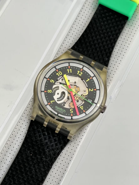 Swatch Black Line 35mm Silikon Kordon 1992 Vintage Kol Saati (S-017) - 4