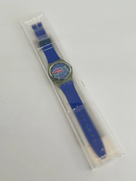 Swatch Frische Fische 35mm Silikon Kordon 1992 Vintage Kol Saati (S-019) - Resim 2