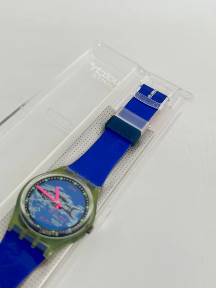 Swatch Frische Fische 35mm Silikon Kordon 1992 Vintage Kol Saati (S-019) - Resim 5