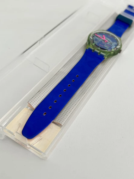 Swatch Frische Fische 35mm Silikon Kordon 1992 Vintage Kol Saati (S-019) - Resim 6