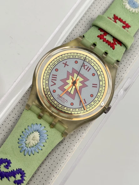 Swatch Cuzco 35mm Deri Kordon 1992 Vintage Kol Saati (S-026) - Resim 4