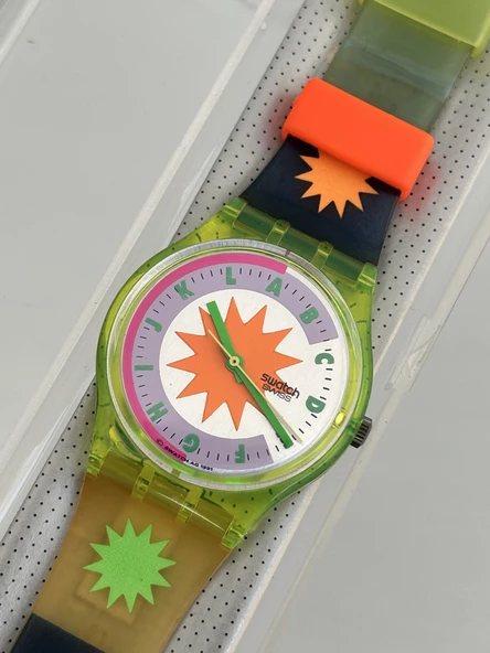 Swatch Artic Star 35mm Silikon Kordon 1992 Vintage Kol Saati (S-020) - Resim 4