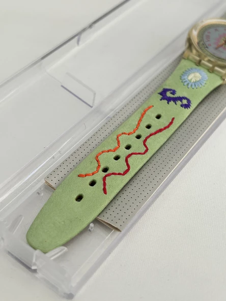 Swatch Cuzco 35mm Deri Kordon 1992 Vintage Kol Saati (S-026) - Resim 6