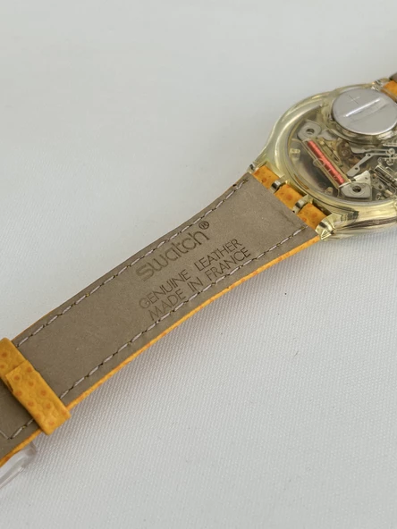 Swatch Daiquiri 35mm Deri Kordon 1992 Vintage Kol Saati (S-031) - Resim 8