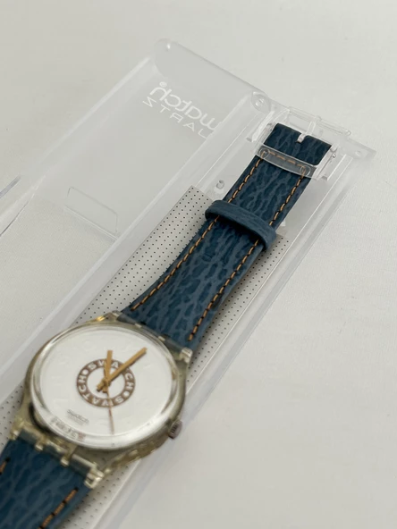 Swatch Delave 35mm Deri Kordon 1992 Vintage Kol Saati (S-028) - Resim 5