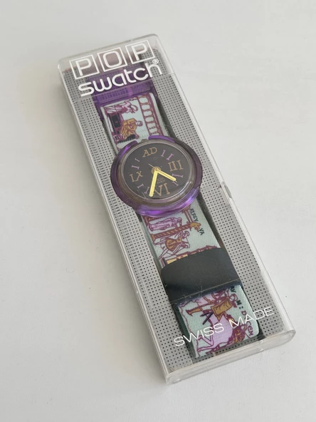Swatch Pop Lancelot 46,5mm Lastik Kordon 1992 Vintage Kol Saati (S-036) - 2