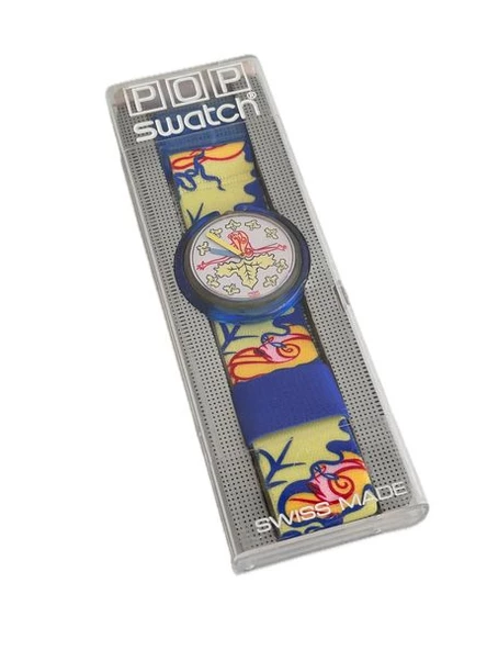 Swatch Pop Lady Octopus 46,5mm Lastik Kordon 1992 Vintage Kol Saati (S-035)