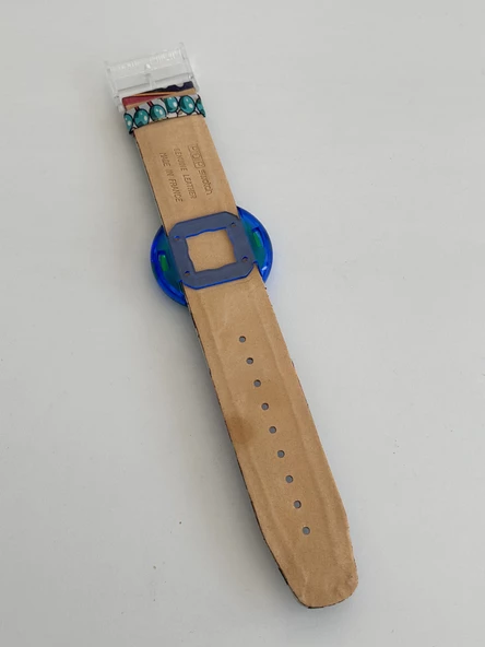 Swatch Pop Perles De Folie 46,5mm Deri Kordon 1992 Vintage Kol Saati (S-034) - Resim 6