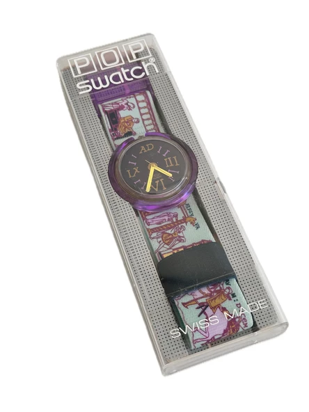 Swatch Pop Lancelot 46,5mm Lastik Kordon 1992 Vintage Kol Saati (S-036)