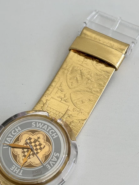 Swatch Pop Guinevere 46,5mm Deri Kordon 1992 Vintage Kol Saati (S-033) - 5