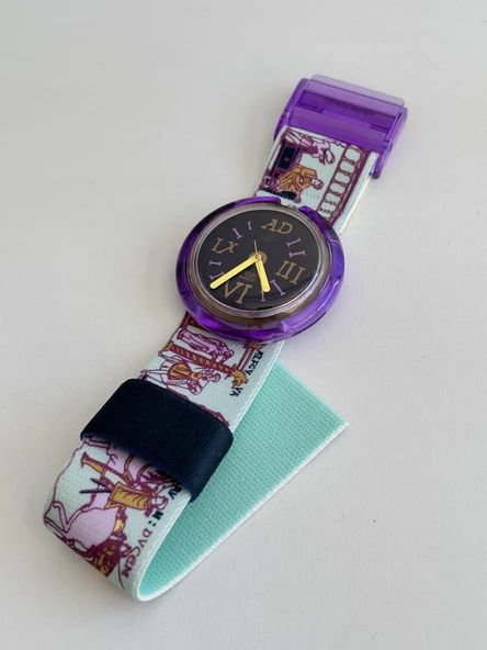 Swatch Pop Lancelot 46,5mm Lastik Kordon 1992 Vintage Kol Saati (S-036) - 5