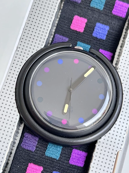Swatch Pop 46,5mm Lastik Kordon 1992 Vintage Kol Saati (S-041) - Resim 4