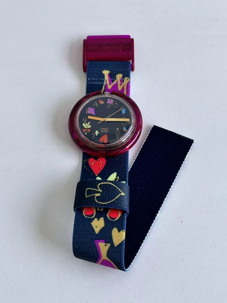 Swatch Pop Alice 46,5mm Lastik Kordon 1992 Vintage Kol Saati (S-040) - 5