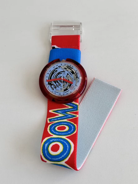 Swatch Pop Meeooow 46,5mm Lastik Kordon 1992 Vintage Kol Saati (S-038) - Resim 5