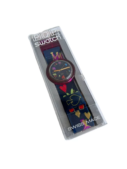 Swatch Pop Alice 46,5mm Lastik Kordon 1992 Vintage Kol Saati (S-040)