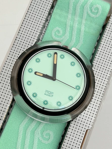 Swatch Pop Mint Sea 46,5mm Lastik Kordon 1992 Vintage Kol Saati (S-042) - 4