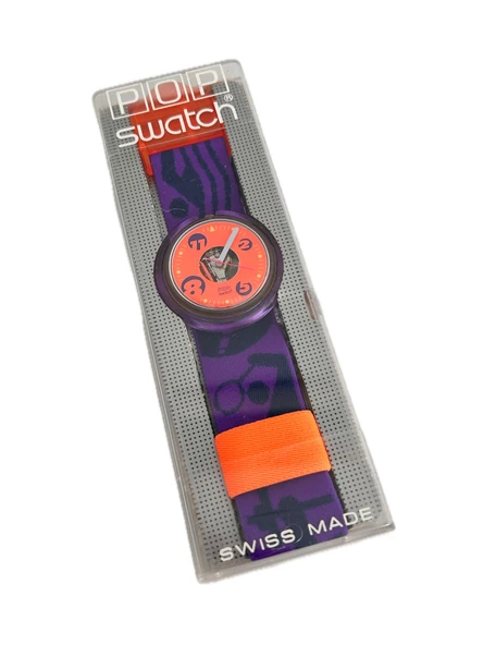 Swatch Pop Fitness Club 46,5mm Lastik Kordon 1992 Vintage Kol Saati (S-046)