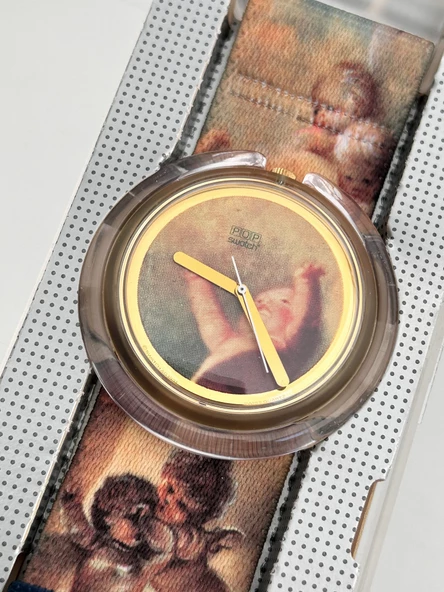 Swatch Pop Putti 46,5mm Lastik Kordon 1992 Vintage Kol Saati (S-050) - 4