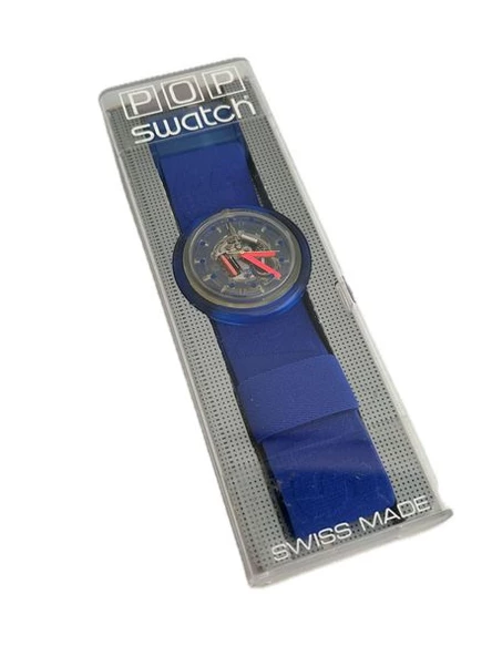 Swatch Pop Downhill 46,5mm Lastik Kordon 1992 Vintage Kol Saati (S-044)