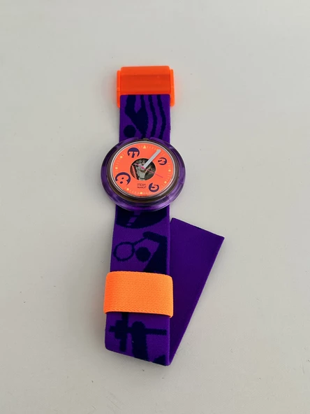 Swatch Pop Fitness Club 46,5mm Lastik Kordon 1992 Vintage Kol Saati (S-046) - 5